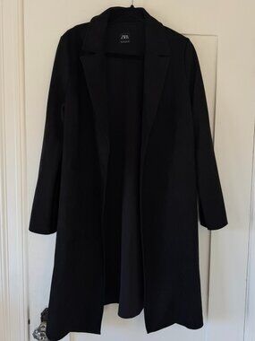 Effortless Black Faux Suede Zara Coat Cardigan Small NWOT